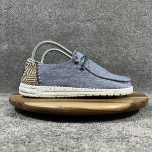 Hey Dude Wendy Chambray Woven Women's Sz 8 Lapis Blue Casual Slip On Shoes Used